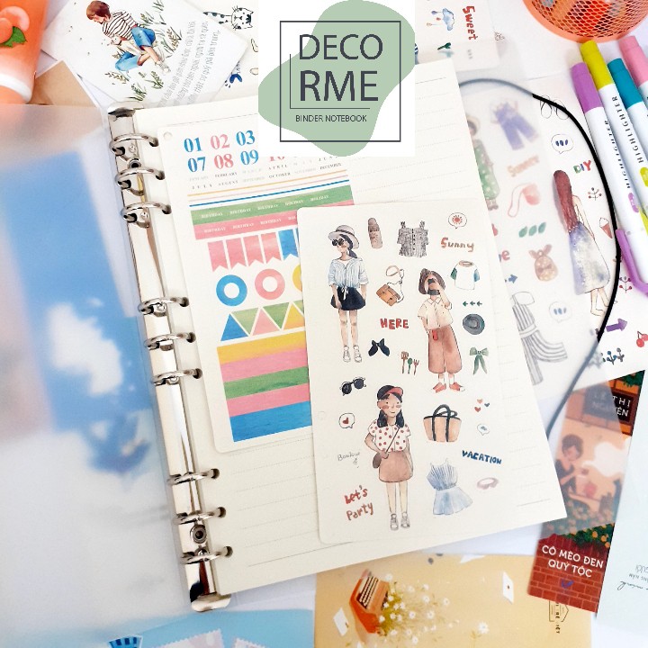 Binder B5 9 lỗ DecorMe sổ còng giấy refill B5 9 lỗ làm sổ take notes ghi bài