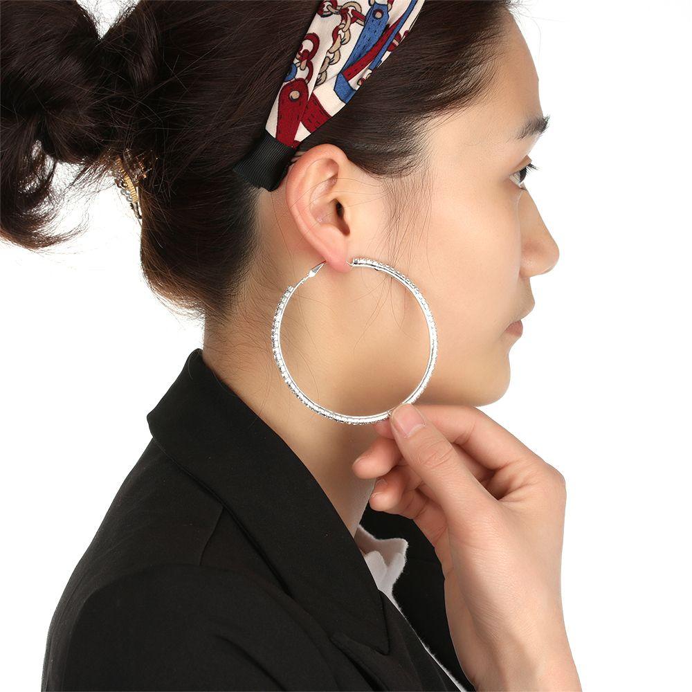 Khuyên Tai Tròn Đính Đá Pha Lê Màu Vàng / Bạc Thời Trang