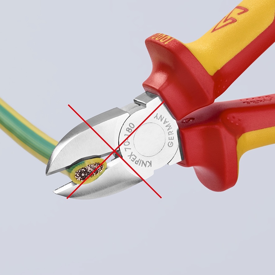 Kìm Cắt Mũi Thon Chiều Dài 180mm Knipex 70 01 180/ 70 02 180/ 70 05 180/ 70 06 180 & Cách Điện Cán Đúc 70 07 180 Lưỡi 62