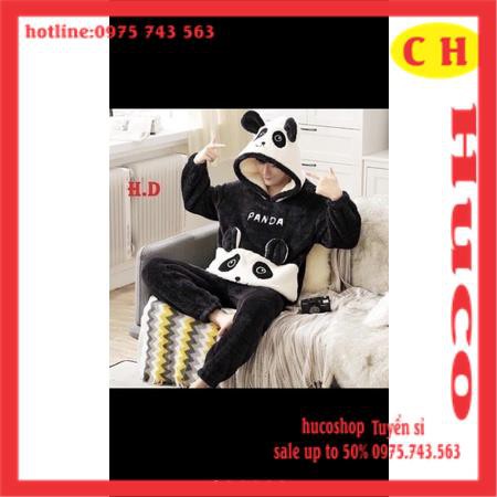 Bộ gấu lông PANDA cả thân- mặc nhà freesize❤bộ đồ ngủ mùa đông lông cừu giữ nhiệt tốt siêu ấm