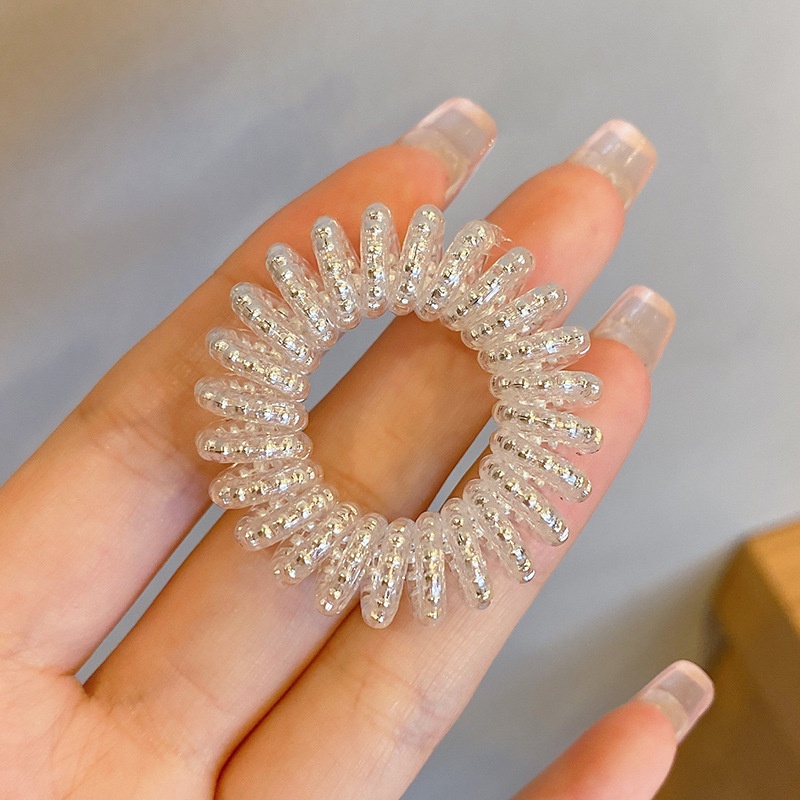 Dây cột tóc/ vòng tay dạng dây điện thoại trong suốt hai cách dùng phong cách Hàn Quốc