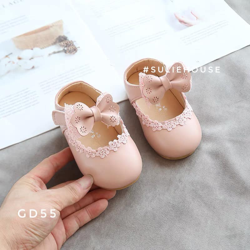 Giày búp bê bé gái đính nơ ren - GD55