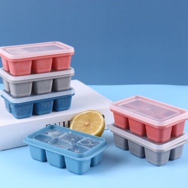 Khay Làm Đá Silicone Viên 6 Ngăn Có Nắp Đậy Tiện Dụng