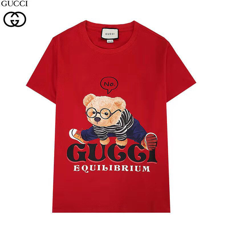 Áo Thun Tay Ngắn Cổ Tròn Form Rộng In Logo Gucci Chất Liệu Cotton
