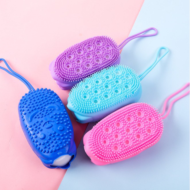 🧽 BÔNG TẮM SILICON TẠO BỌT MASSAGE HÌNH CHUỘT CUTE, BÔNG TẮM TẨY DA CHẾT 2 MẶT SILICONE (màu ngẫu nhiên) 🧽