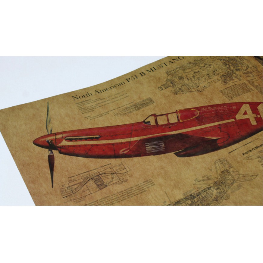 Poster giấy kraft hình máy bay thế chiến thứ II độc đáo