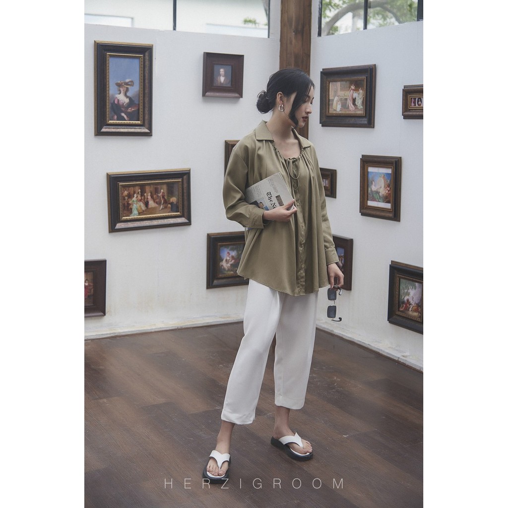 Quần baggy HERZIGMADE dáng lửng chất mango dày dặn trẻ trung Doux pants - Q1198