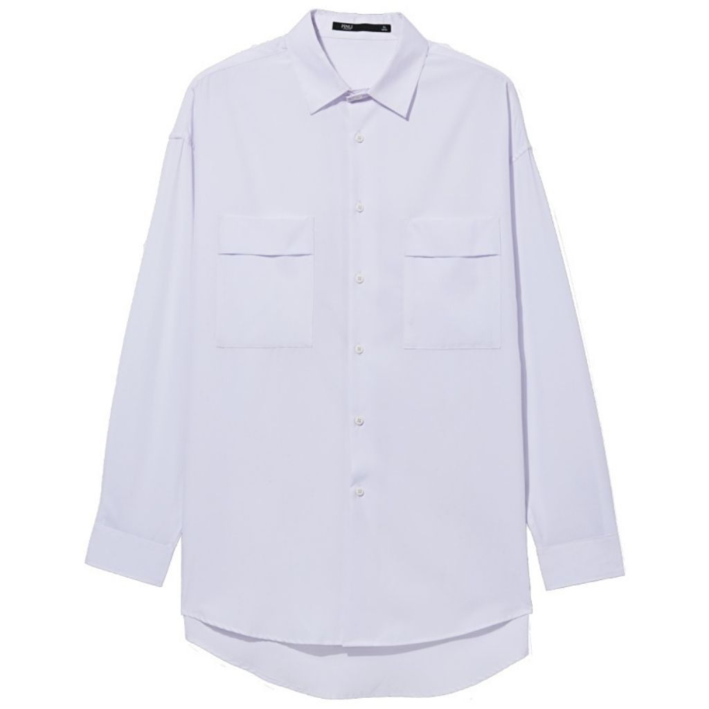 Áo sơ mi nam ANYOUNG - Áo sơ mi dài tay unisex from rộng đen trắng ASM27