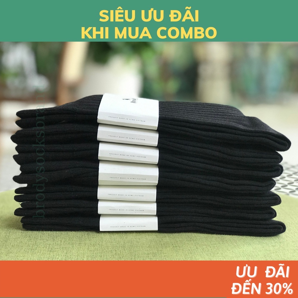 Tất nam cổ cao BRODY combo 7 đôi Cotton Combed cao cấp siêu thấm hút mang giày tây thời trang nam công sở - CB7MC