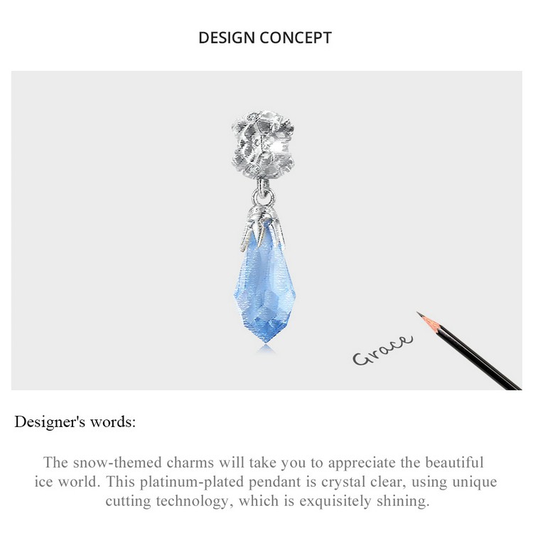 Mặt Trang Sức Bamoer Bsc515 Bằng Bạc 925 Hình Bông Tuyết Đính Đá Pha Lê Lỗ 4.5mm Dùng Làm Vòng Cổ/Vòng Tay DIY