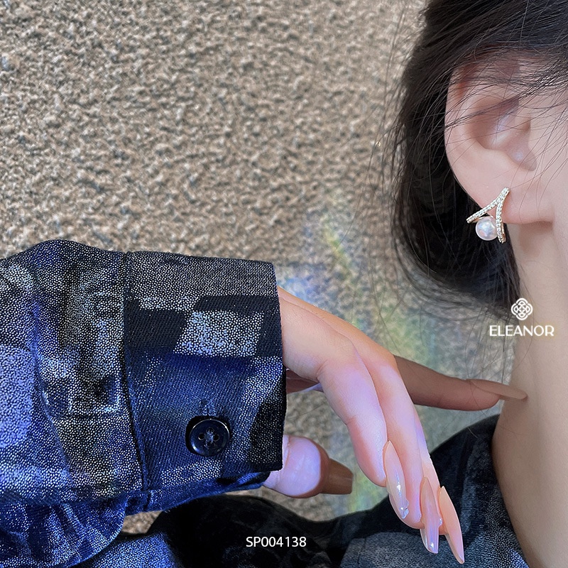 Bông tai nữ ngọc trai nhân tạo Eleanor Accessories đính đá cao cấp phụ kiện trang sức 4138