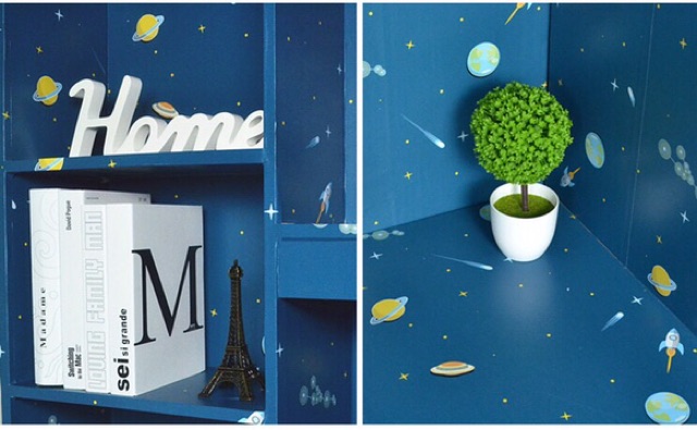 DECAL 1m Giấy dán tường khổ rộng 45cm ( có sẵn keo ) - VŨ TRỤ XANH ELL069 | BigBuy360 - bigbuy360.vn