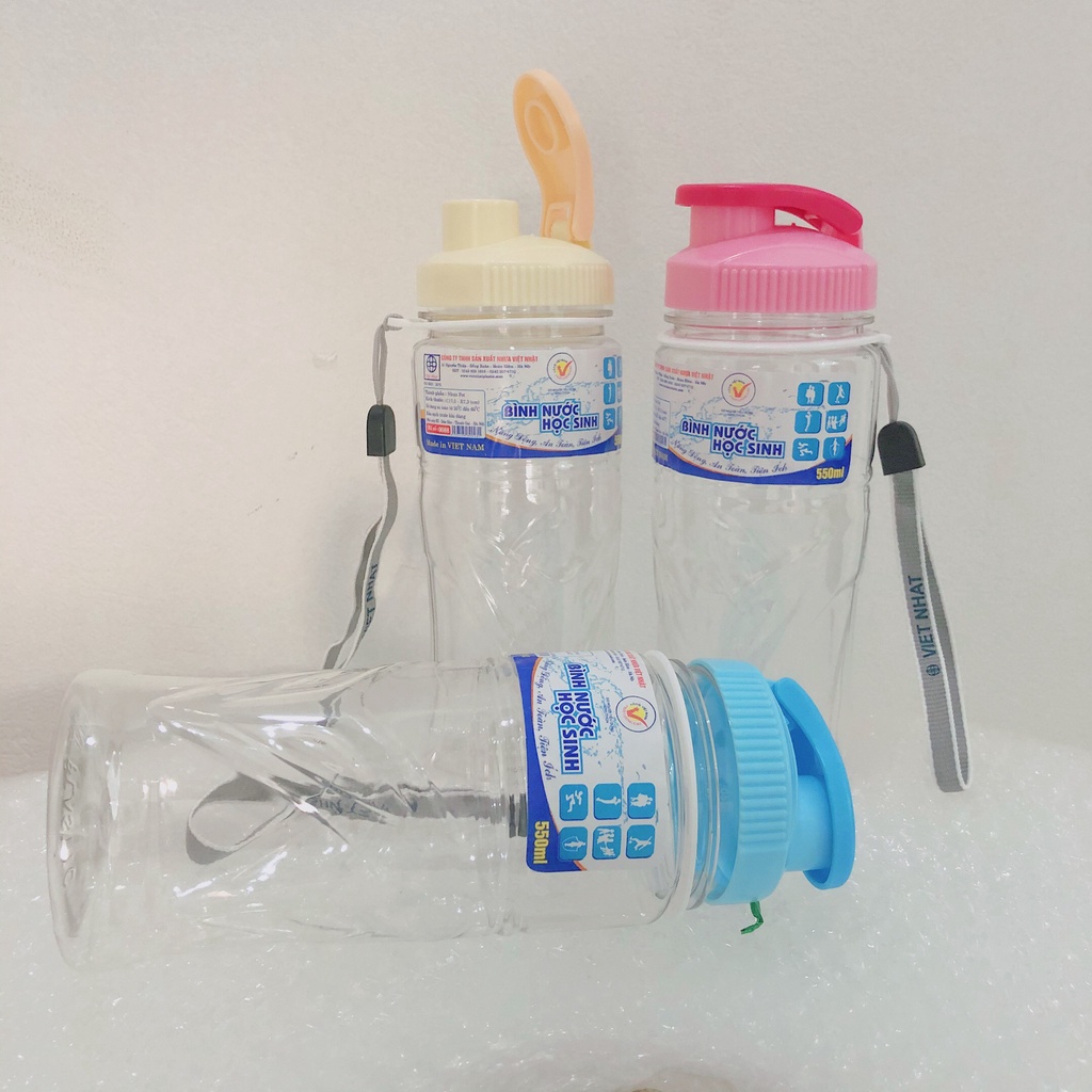 Bình nước học sinh có nắp mở Việt Nhật 550ml