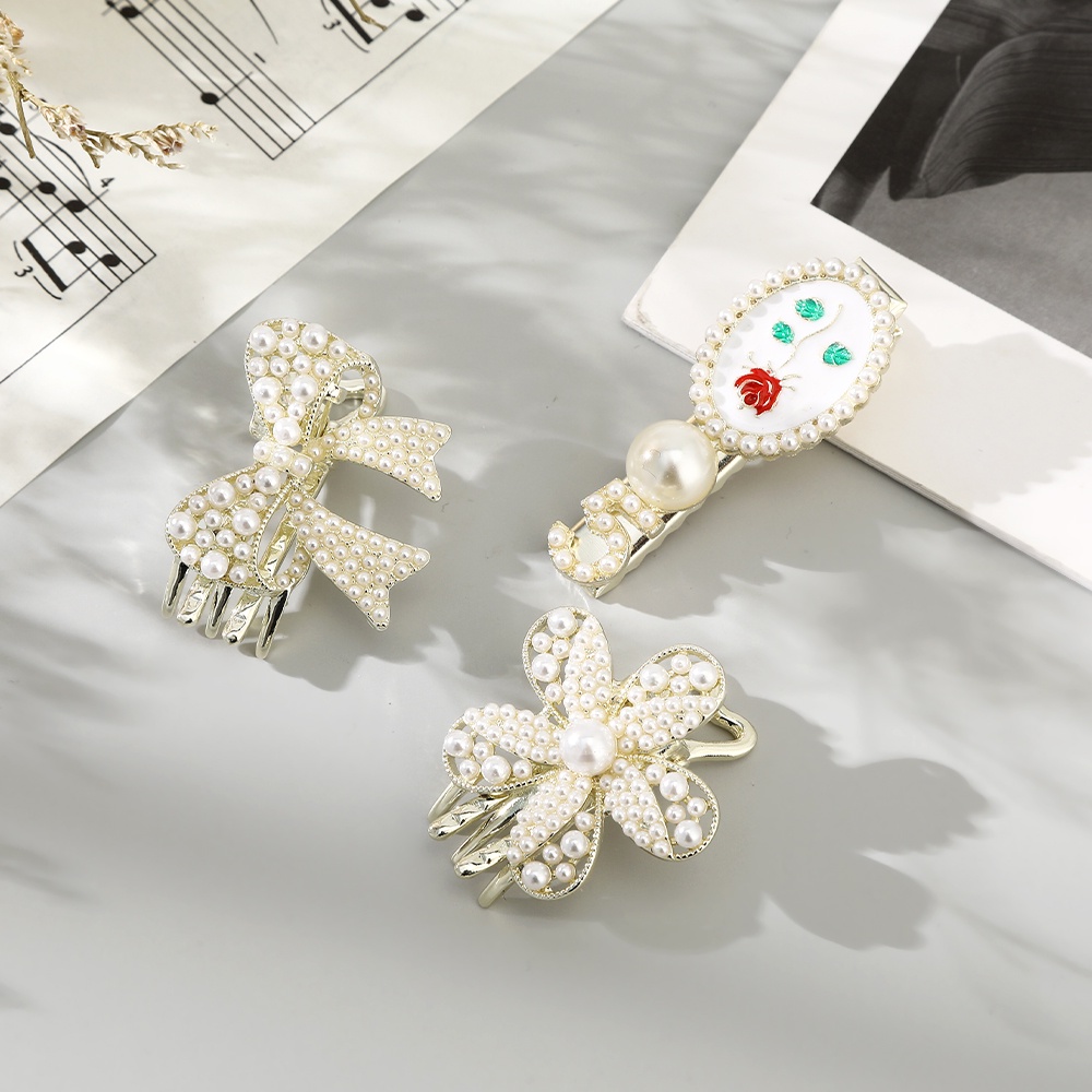 Kẹp tóc HAIMEIKANG hình bướm nhiều kiểu dáng đính ngọc trai nhân tạo thời trang hàn quốc