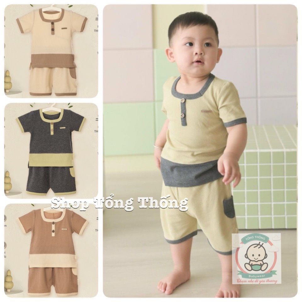 Bộ Uala Rogo cộc tay chất vải cotton Hàn Quốc cao cấp mềm mịn thấm hút tốt có túi óp ngực bổ nẹp cho bé trai bé gái 3943