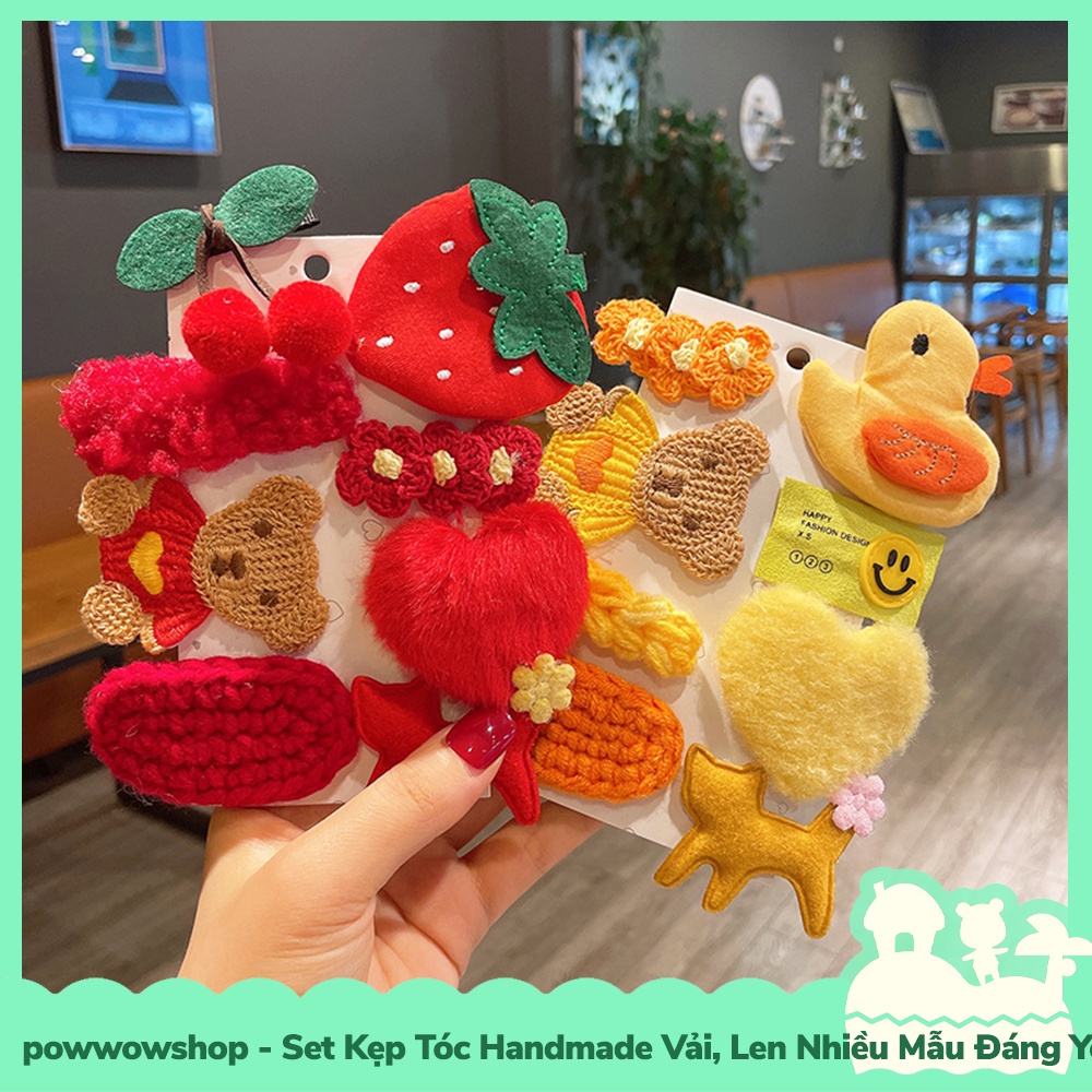 [Sẵn VN - Hỏa Tốc] Set Kẹp Tóc Handmade Vải, Len Nhiều Mẫu Đáng Yêu Hoạt Hình Island Cute Lovely