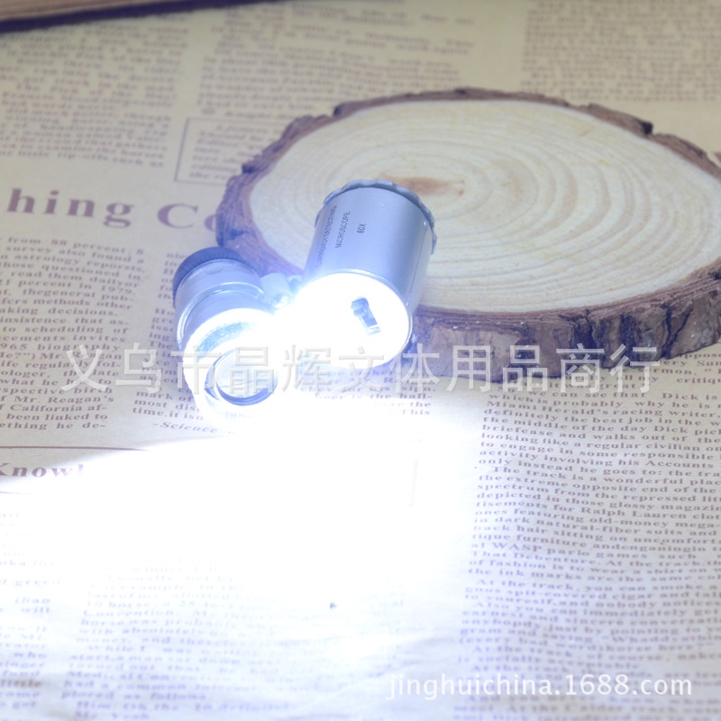 Kính lúp mini 60X có đèn led soi mẫu vật, mạch điện tử, trang sức