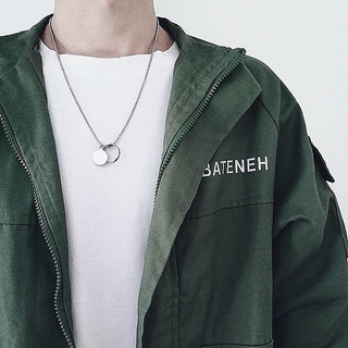 vòng cổ Titan Mặt Tròn Phong Cách Hip Hop nhẫn tròn nam và nữ
