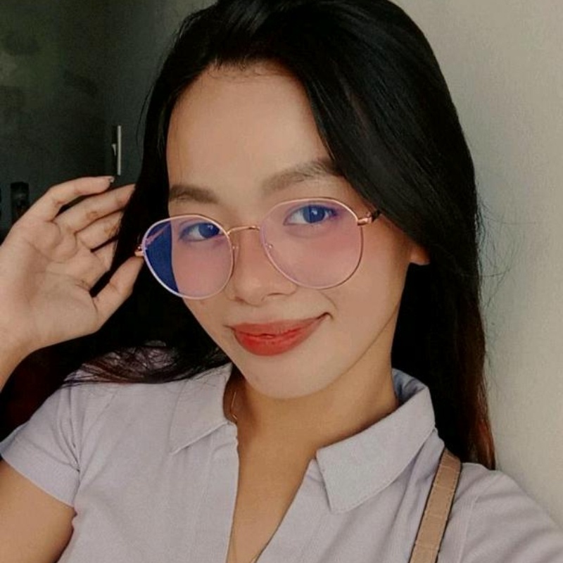 Mắt Kính Gọng Kim Loại Tròn Chống Bức Xạ Máy Tính Phong Cách Hàn Quốc Cho Nam Và Nữ