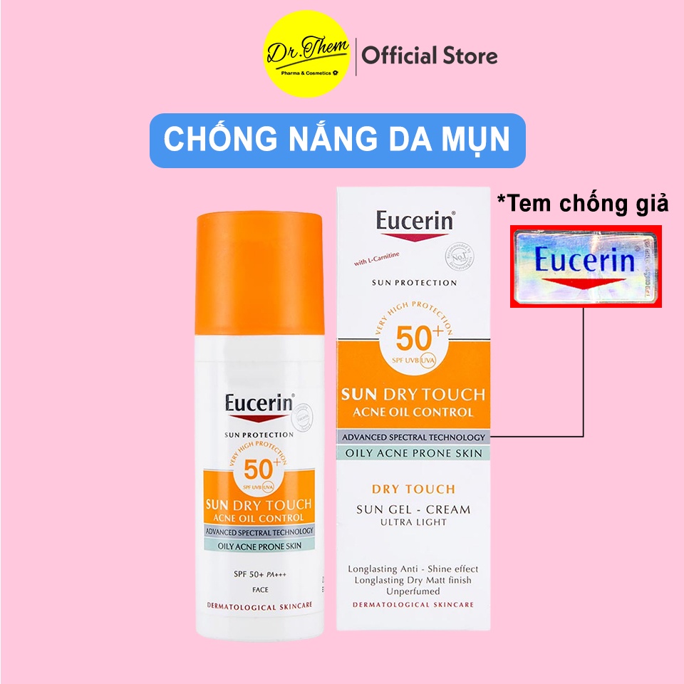 Kem Chống Nắng Eucerin Cho Da Dầu Mụn Eucerin Sun Gel-Cream Dry Touch Oil Control SPF50+ 50ml - Giảm Nhờn