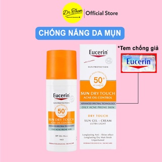 [CHÍNH HÃNG] Kem Chống Nắng Eucerin Cho Da Dầu Mụn Eucerin Sun Gel-Cream Dry Touch Oil Control SPF50+ 50ml - Giảm thumbnail