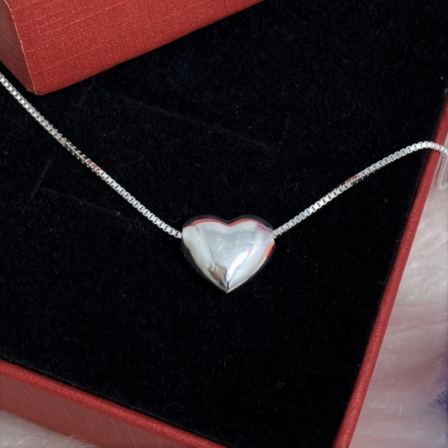 Dây chuyền bạc nữ mặt hình trái tim trơn Evasilver, Vòng cổ chất liệu bạc ta mẫu đơn giản nhẹ nhàng