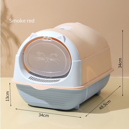 Nhà vệ sinh/ Hộp đựng cát/ Chậu cho mèo hình Cat - kèm xẻng, có nắm chống văng cát, thiết kế mở 180* dễ dàng dọn vệ sinh