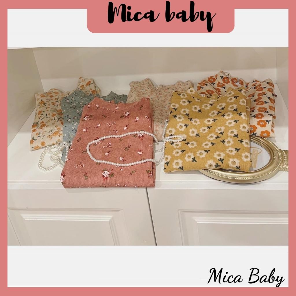 Áo dài nhung hoa vàng dễ thương cho bé gái Mica baby AD07