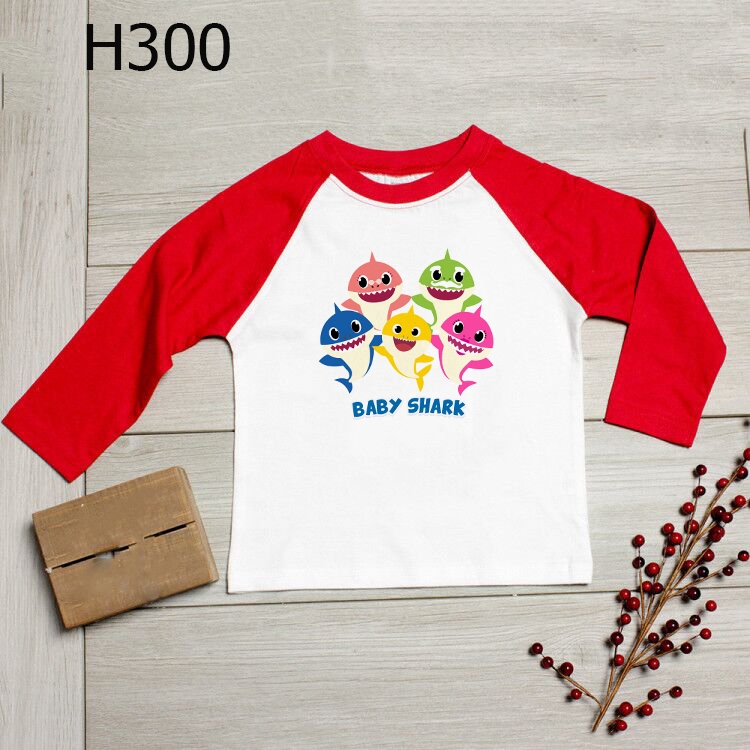 💪Áo Thun Tay Dài In Hình Cá Mập Hoạt Hình Dành Cho Trẻ Em