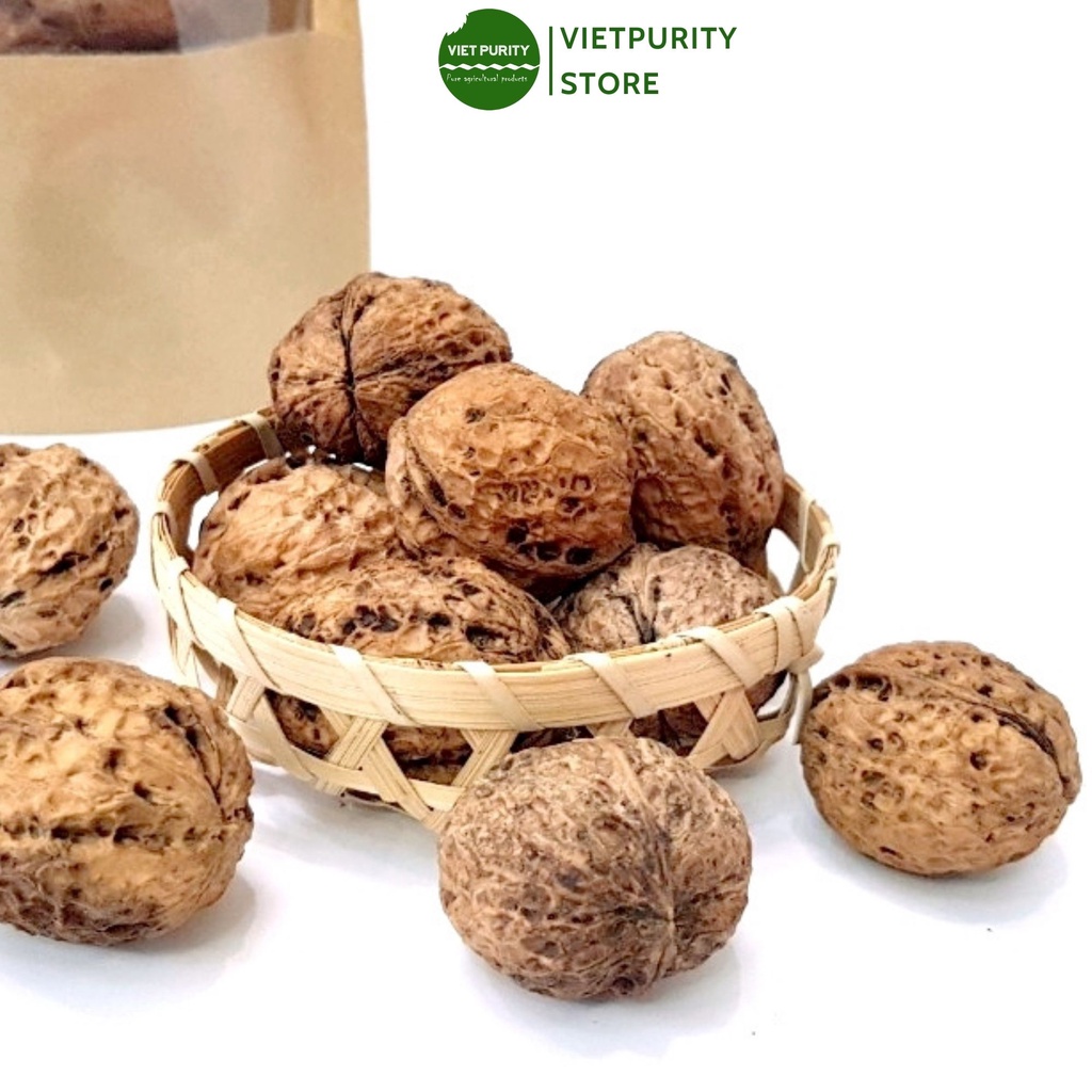 Hạt óc chó nếp nguyên vỏ sấy khô cho bà bầu hàm lượng dinh dưỡng cao thích hợp ăn thô healthy eatclean 500g Vietpurity