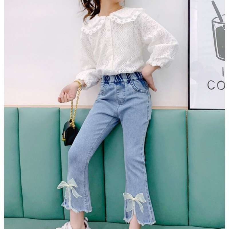 Quần Jeans SUPER BÁNH BÈO CHO GÁI  Màu Trơn Thời Trang Hàn Quốc 2021