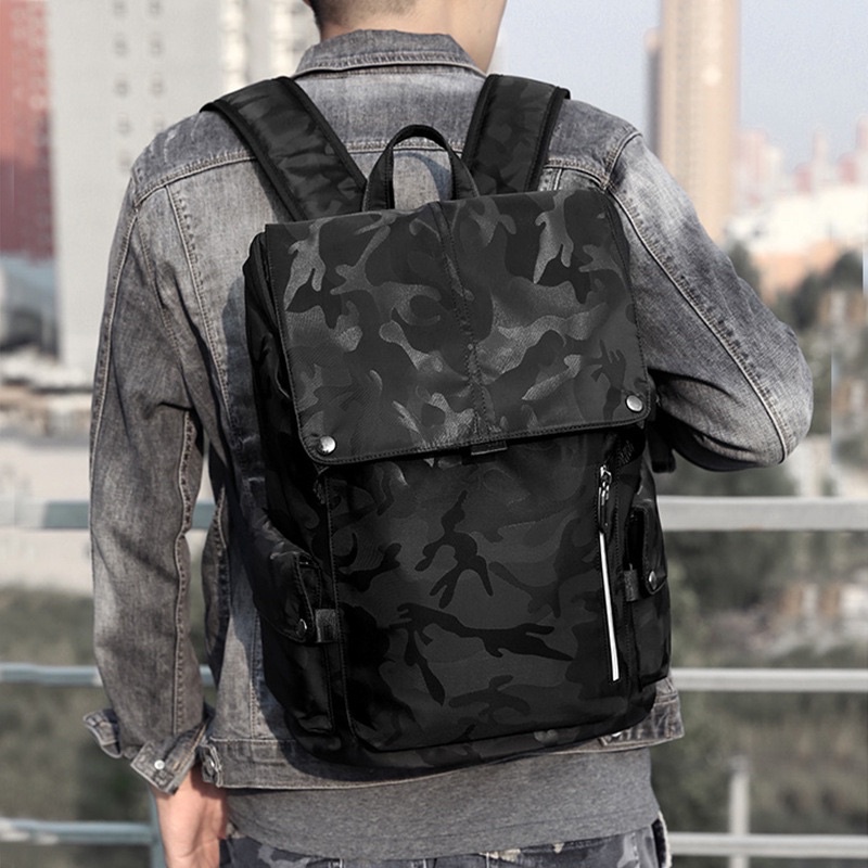 Balo công nghệ hoạ tiết camo có cổng sạc USB chống nước - solebag