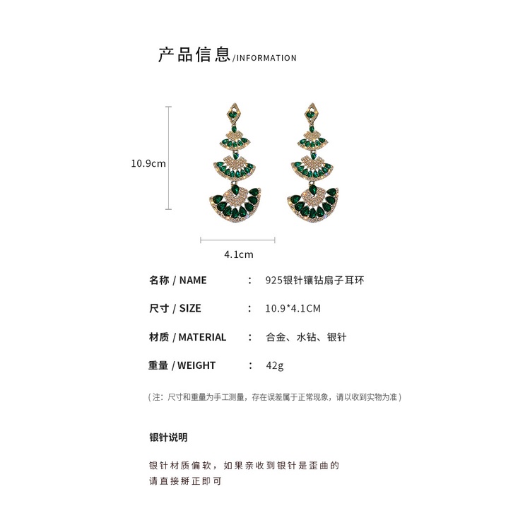 Bông tai bạc 925 dáng dài phong cách Âu Mỹ sang trọng