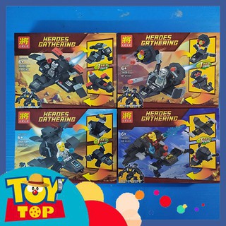 [Một hộp] Đồ chơi người sắt lắp ráp mini Ironman: Iron man lái máy bay xếp hình mã Lele 34085