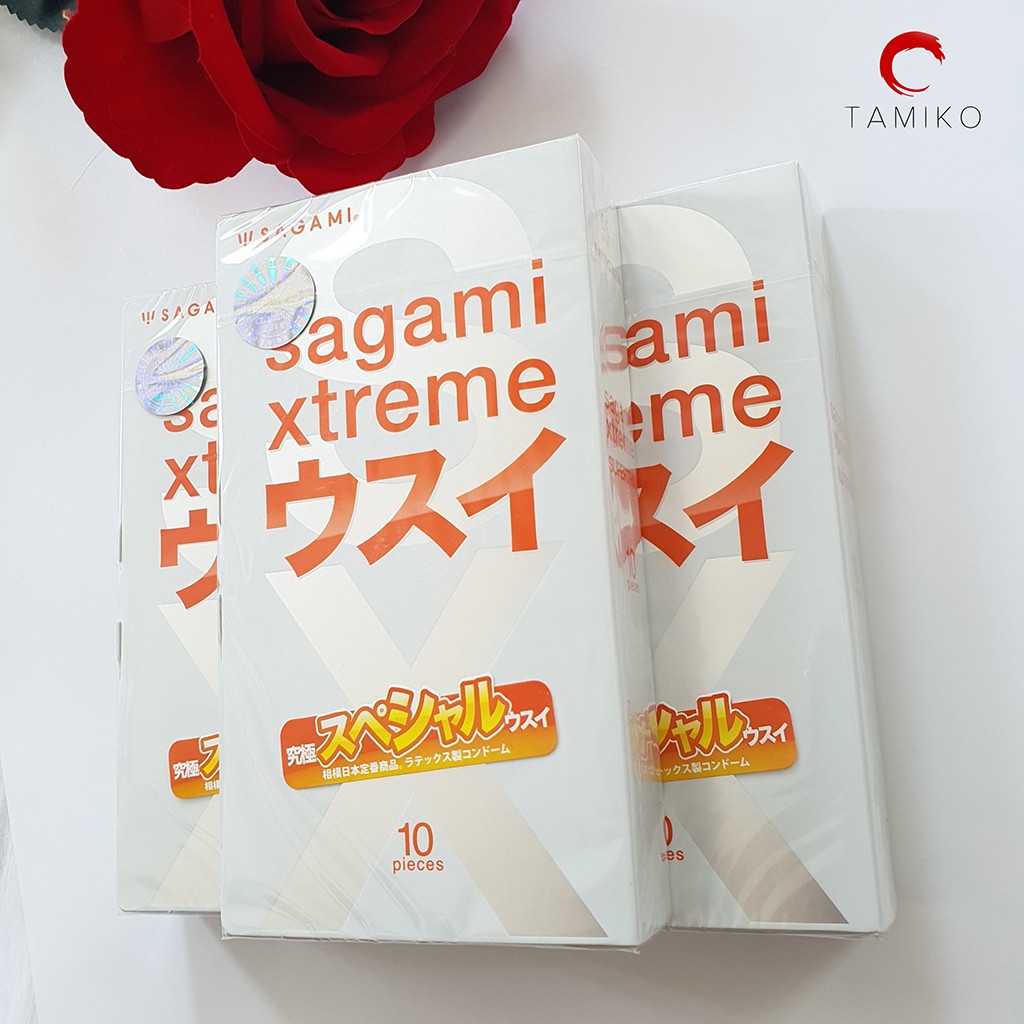 Bao Cao Su SAGAMI EXTREME SUPERTHIN Cao Cấp Siêu Mỏng- Hộp 10 Cái- Chính Hãng Xuất Xứ Nhật Bản