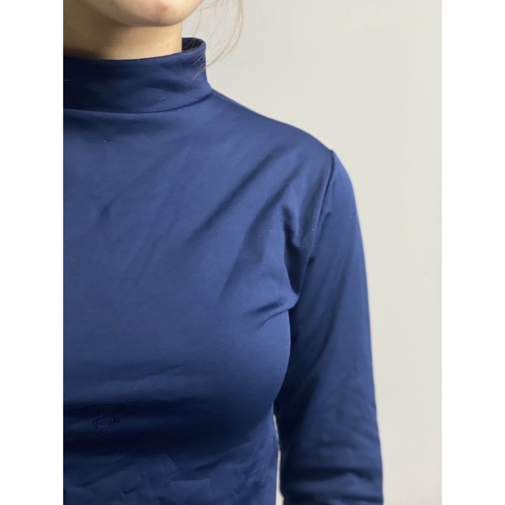 Áo giữ nhiệt dài tay nữ có lót nỉ cổ cao 3p dáng ôm dày dặn co giãn (ảnh shop pato chụp)
