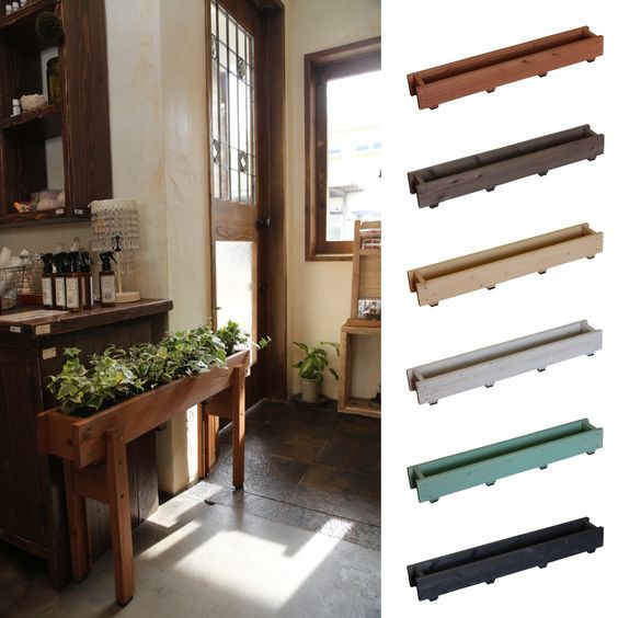 Chậu gỗ trồng cây sen đá phong cách Nhật Bản đơn giản, tinh tế I Decor bàn làm việc, bàn ăn, quán cà phê