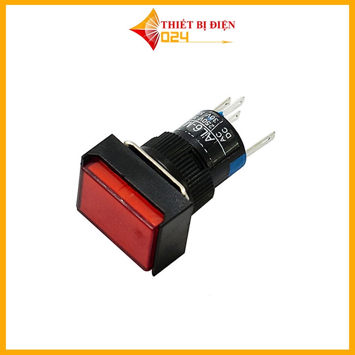 Nút Nhấn Đề Chữ Nhật 220VAC LA16J-11D Nhấn Giữ Có Đèn