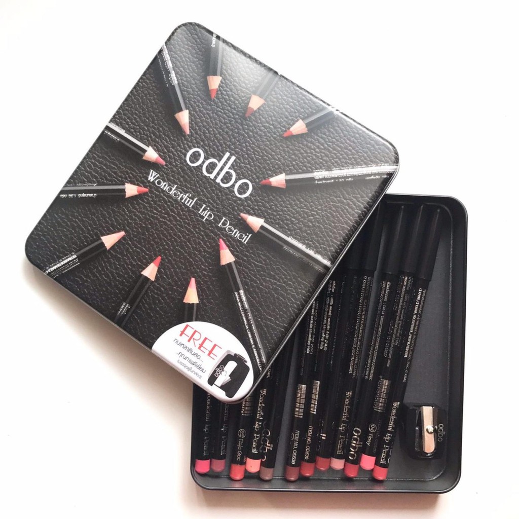 Hộp Chì Kẻ Môi Odbo Wonderful Lip Pencil Thái Lan 12 cây tặng kèm chuốt chì | BigBuy360 - bigbuy360.vn