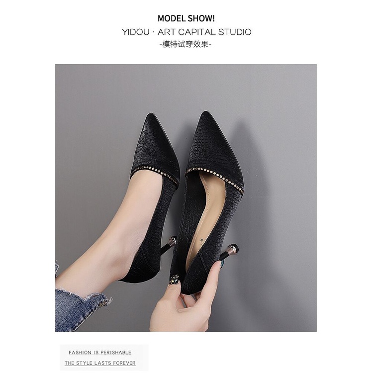 Giày Cao Gót Da Mềm Gót Vừa Mũi Nhọn Thời Trang Xuân Thu Dành Cho Nữ 2022