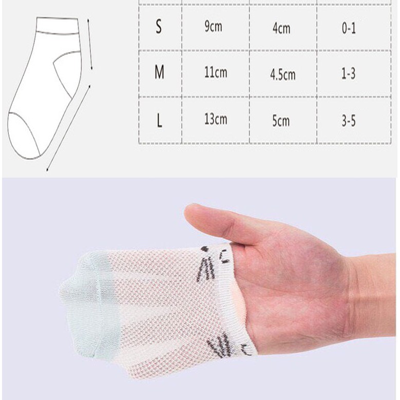 Sét 5 Đôi Tất Lưới Cổ Thấp Kid's Socks Hình Thú Cho Bé Trai/Bé Gái