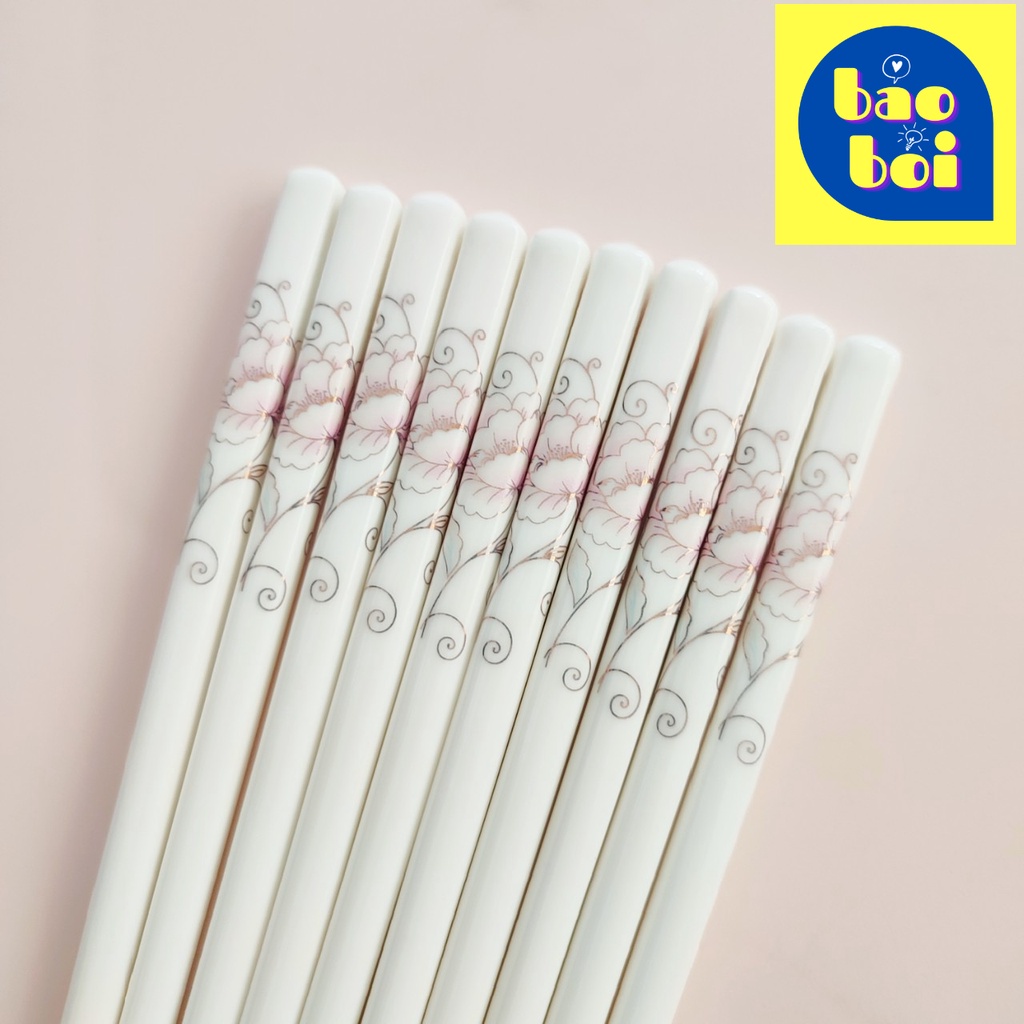 Đũa Gốm Sứ Ceramic Hình Hoa Tinh Tế, Chịu Nhiệt, Chống Ẩm Mốc, Dễ Vệ Sinh