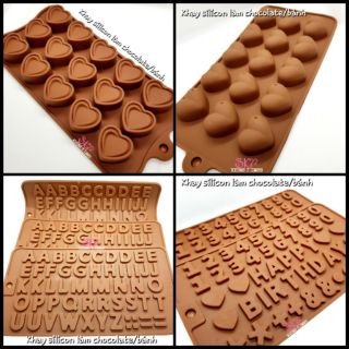 ❤KHAY SILICON TRÁI TIM - CHỮ CÁI LÀM CHOCOLATE/BÁNH❤