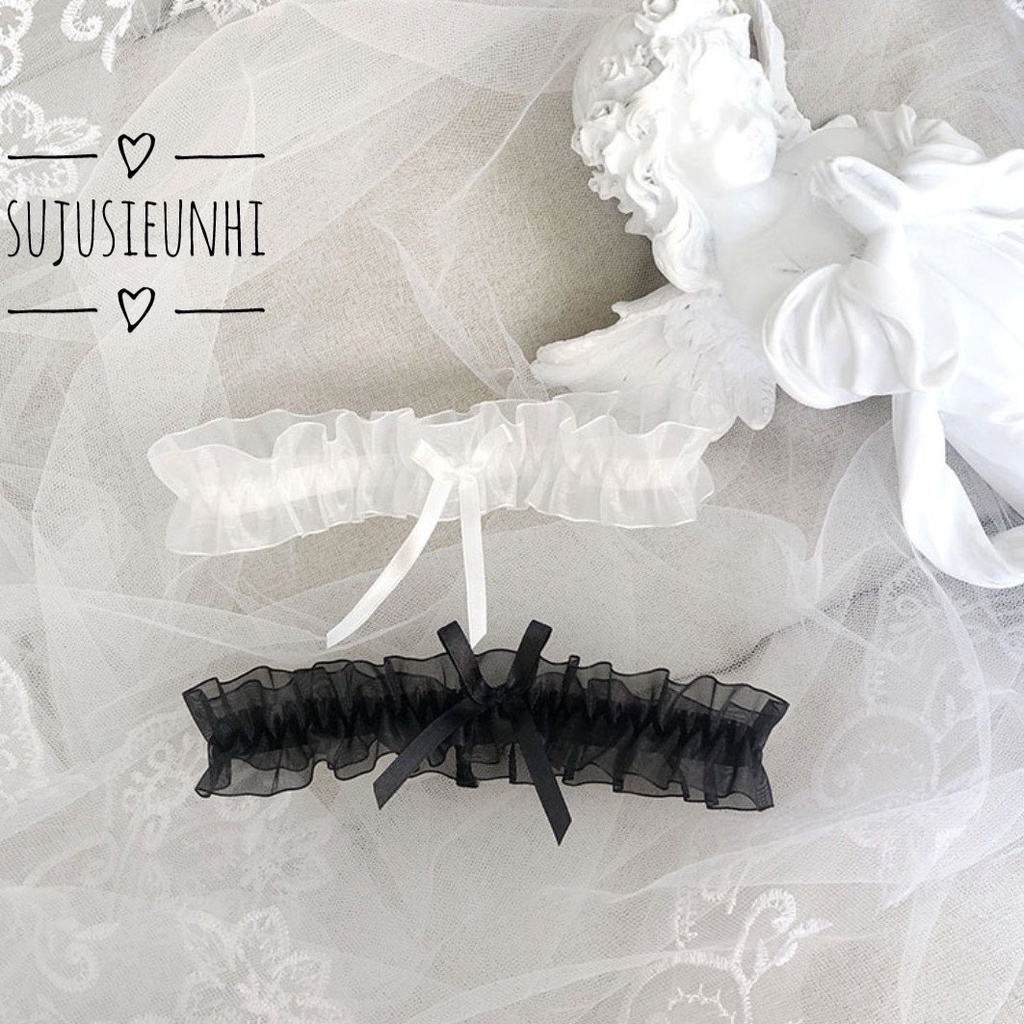 (2 màu-2 mẫu) Vòng choker ren nơ đeo đùi dễ thương (có co giãn)