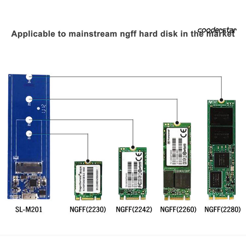 COOD-st Hard Disk Box USB3.0 to M.2 NGFF High Speed Aluminium Alloy M.2 SSD Mobile Hard Drive Box