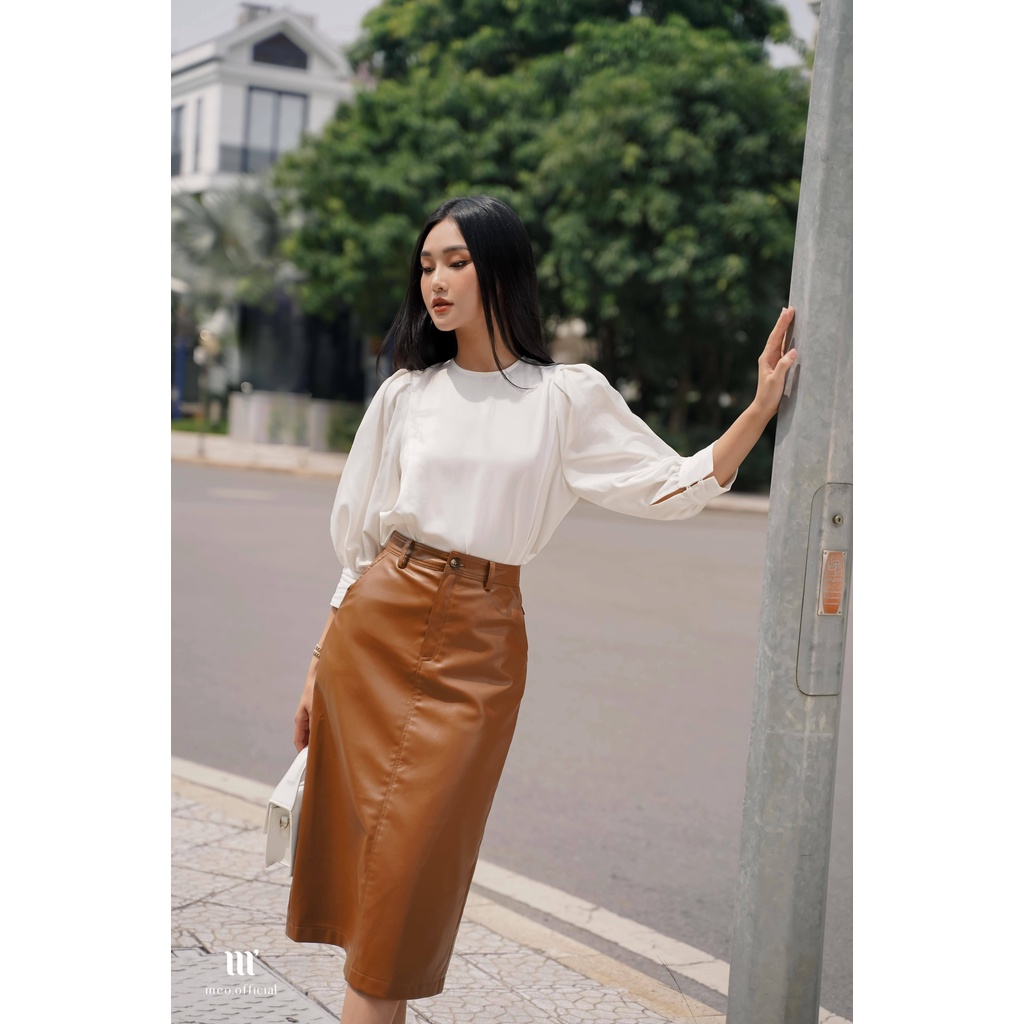 Chân váy nữ Méo shop chất liệu da dáng dài cao cấp Lany