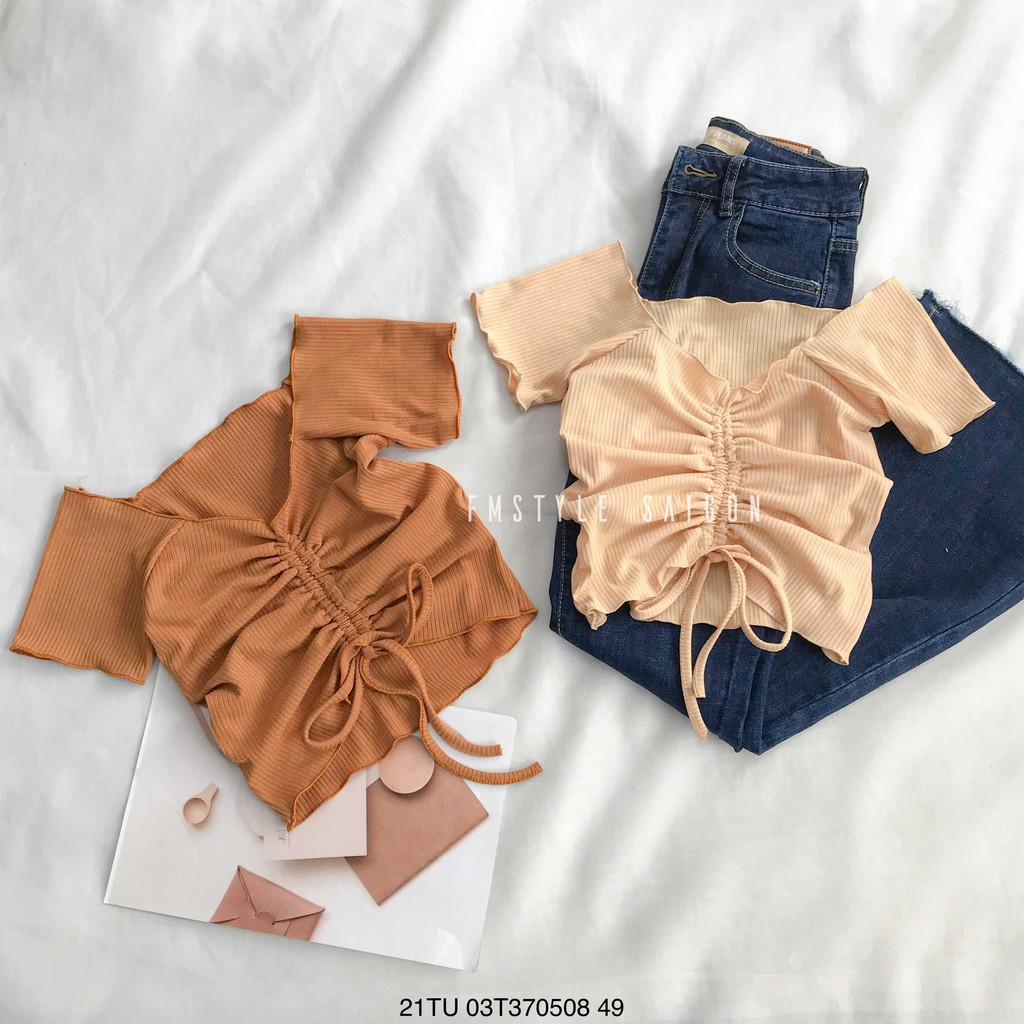 Áo thun tay ngắn VM STYLE rút dây cuốn biên 21TU12T370702 | BigBuy360 - bigbuy360.vn