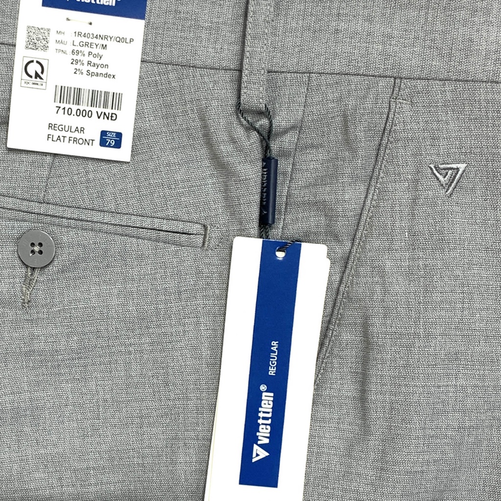 Viettien - Quần tây nam màu xám sáng 1R4034 - 1R4035 - 1R4036 loại có ly và không ly - Quần âu cao cấp Việt Tiến