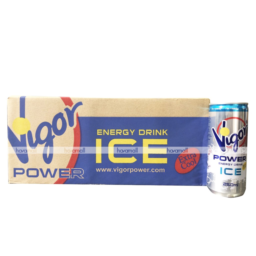 Thùng 24 Lon Nước Tăng Lực Vigor 250ml