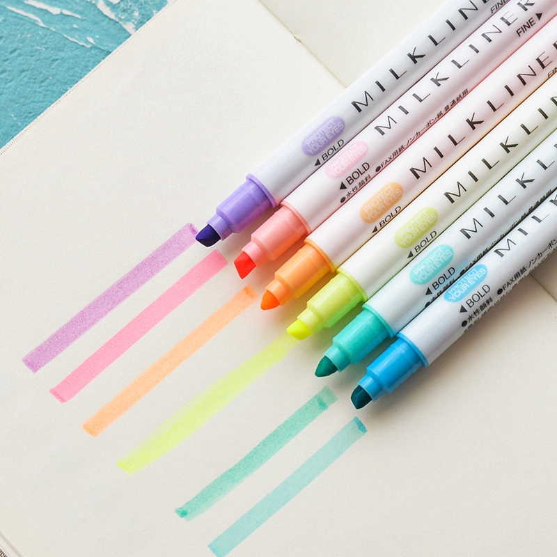 Set 12 bút dạ quang hai đầu 12 màu neon xinh xắn tiện dụng cho văn phòng